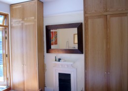 oak veneered alcove cupboards